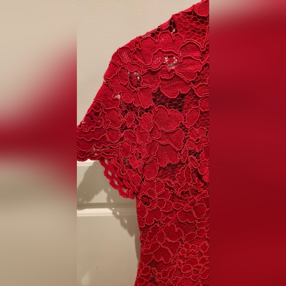 Lauren Ralph Lauren womens lace mini dress size 2P (fits like regular 2-4) red - Picture 2 of 4